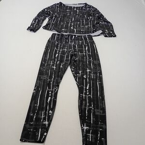 Sympli Black and White Abstract Pants Size 4 And Shirt Size 8 Matching Set